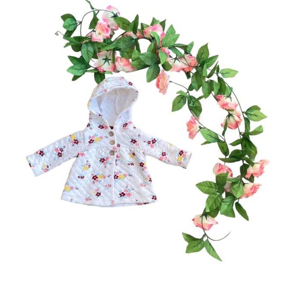 Carter's Other - Carters Girls Floral Quilted Hooded Hoodie Jacket Size 6 Months